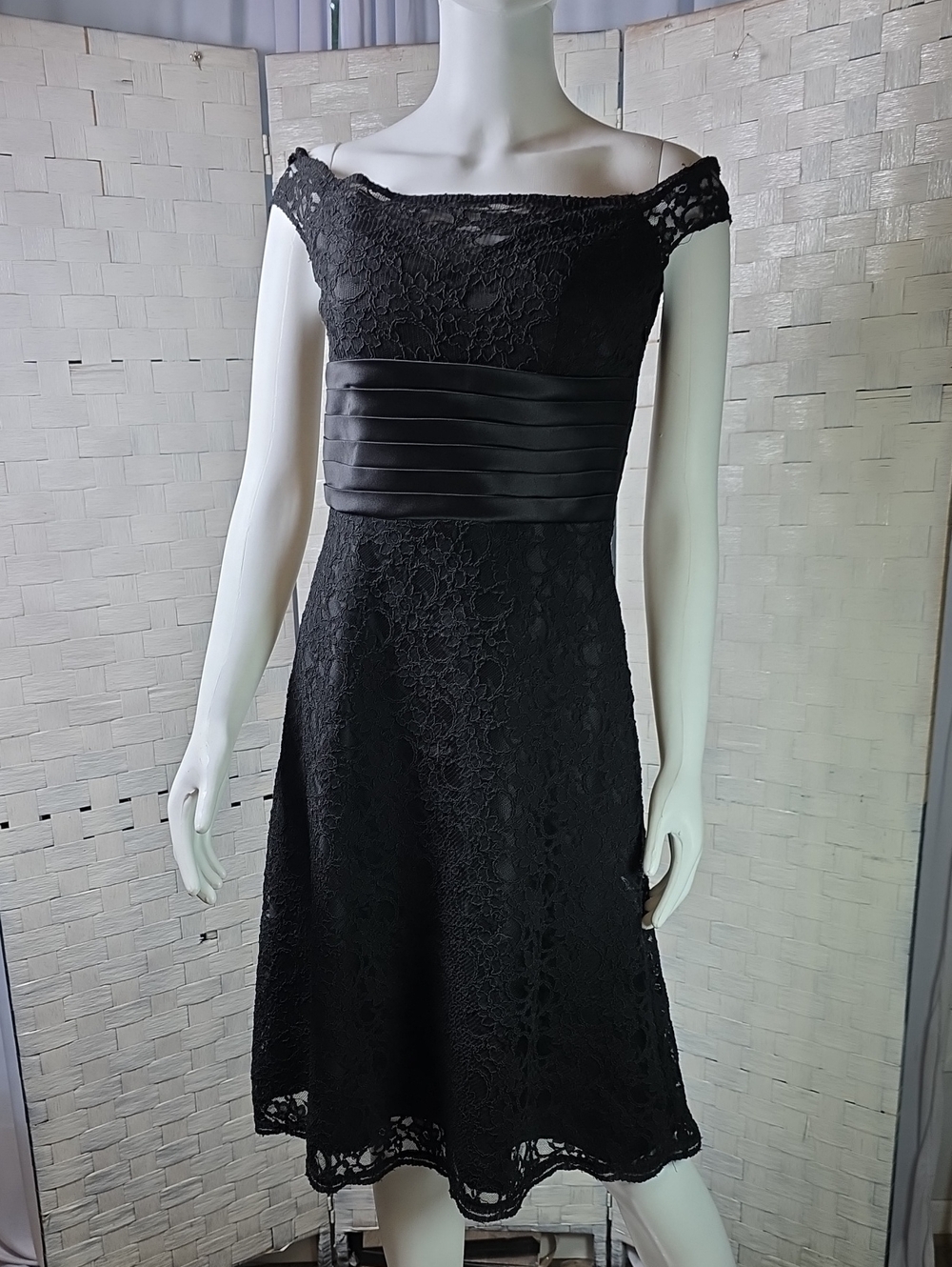 White House Black Market Black Lace Off-Shoulder Cocktail Dress